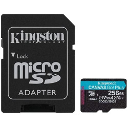 Карта памяти Kingston Canvas GO! Plus microSDXC  256 ГБ (SDCG3/256GB) + SD адаптер - фото
