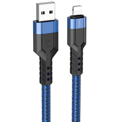 USB кабель Hoco U110 Lightning, длина 1,2 метра (Синий) - фото