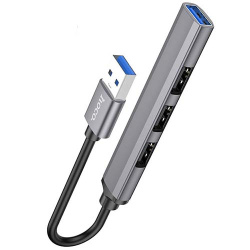 USB-хаб Hoco HB26 USB3.0 + USB2.0*3 (Серый) - фото