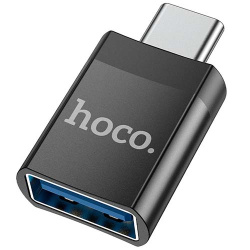 Адаптер OTG Type-C - USB Hoco UA17 (Черный) - фото