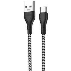 USB кабель Borofone BX39 Type-C, длина 1 метр (Черно-белый) - фото