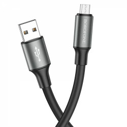 USB кабель Borofone BX82 Bountiful MicroUSB длина 1 метр (Черный) - фото