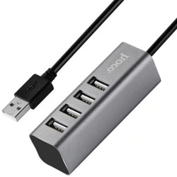 USB-хаб Hoco HB1 4 USB 2.0 (Серый) - фото