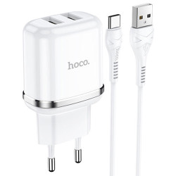 Зарядное устройство Hoco N4 Aspiring 2 USB 2.4A + Type-C кабель (Белый) - фото