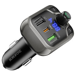 Автомобильное зарядное устройство с FM-трансмиттером Borofone BC38 Flash Energy (Черный) - фото