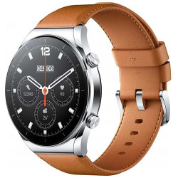 Умные часы Xiaomi Watch S1 (Серебристый/коричневый) (международная версия)  - фото