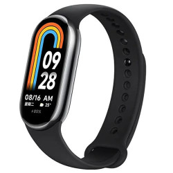Фитнес-браслет Xiaomi Smart Band 8 (Международная версия) (Серый, с черным силиконовым ремешком) - фото