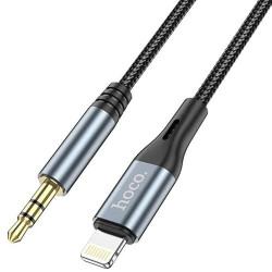 Аудио-кабель AUX c Lightning на 3.5mm Hoco DUP03 Черный - фото