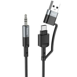 Аудио-кабель AUX c Type-C/USB на 3.5mm Hoco UPA23 Металлик - фото