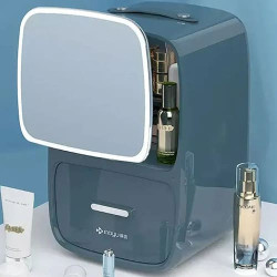 Холодильник для косметики с зеркалом MOYU Magic mirror 220V 18.8L HL-02M Синий - фото