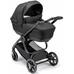 Детская коляска CAM Infinito (2 в 1) ART966-T575+ART805T-V90S (Черный c рамой цвета Матовый черный) - фото