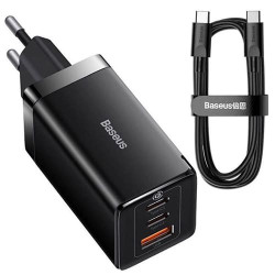 Зарядное устройство Baseus GaN5 Pro Fast Charger 65W USB + 2*USB Type-C CCGP120201 + кабель Type-C Черный - фото