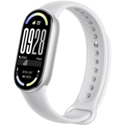 Фитнес-браслет Xiaomi Smart Band 10 (Международная версия) Серебристый, с белым силиконовым ремешком - фото