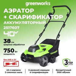 Скарификатор-аэратор Greenworks GD40SC38II 2517607, без АКБ и ЗУ - фото