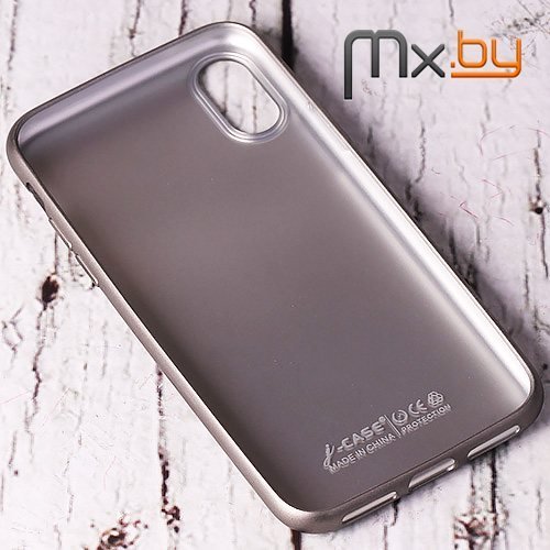 Чехол для iPhone X и Xs накладка (бампер) J-Case Fashion Series силиконовый графит