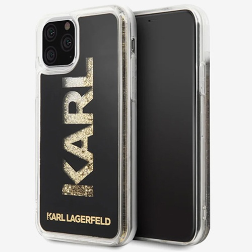 Чехол для iPhone 11 Pro накладка (бампер) Lagerfeld Glitter Karl Logo (Черный) 