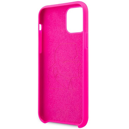 Чехол для iPhone 11 накладка (бампер) Lagerfeld Liquid Silicone Ikonik (Розовый) 