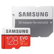 Карта памяти Samsung Evo Plus microSDXC 128Gb Class 10 UHS-I U3 + SD адаптер (MB-MC128GA) - фото