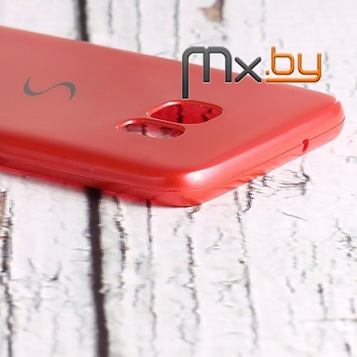 Чехол для Samsung Galaxy S7 edge накладка (бампер) Metal Slate силиконовый красный