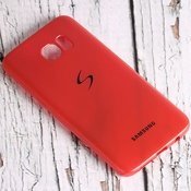 Чехол для Samsung Galaxy S7 edge накладка (бампер) Metal Slate силиконовый красный - фото