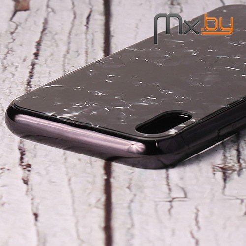 Чехол для iPhone Xr Mobile Cover пластиковый с силиконовым бампером черный мрамор  