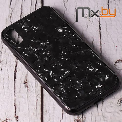 Чехол для iPhone Xr Mobile Cover пластиковый с силиконовым бампером черный мрамор  