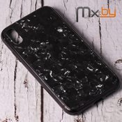 Чехол для iPhone Xr Mobile Cover пластиковый с силиконовым бампером черный мрамор   - фото
