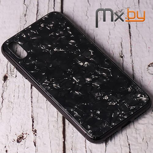 Чехол для iPhone Xs Max Mobile Cover пластиковый с силиконовым бампером черный мрамор  