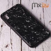 Чехол для iPhone Xs Max Mobile Cover пластиковый с силиконовым бампером черный мрамор - фото