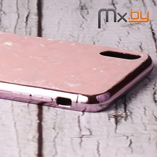 Чехол для iPhone Xs Max Mobile Cover пластиковый с силиконовым бампером розовый мрамор  