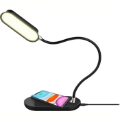 Настольная лампа Momax Q.Led Flex Mini Lamp with Wireless Charging Base с функцией беспроводной зарядки (Черный)  - фото