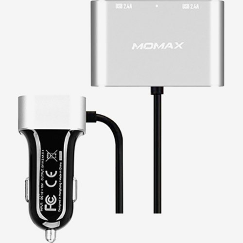 Автомобильное зарядное устройство Momax Car Charger With USB Extension Hub 9.6A на 4 USB выхода серебристое (UC6)