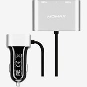 Автомобильное зарядное устройство Momax Car Charger With USB Extension Hub 9.6A на 4 USB выхода серебристое (UC6) - фото