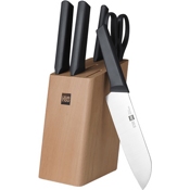 Набор ножей Xiaomi Huo Hou Fire Kitchen Steel Knife Set с подставкой (6 предметов) - фото
