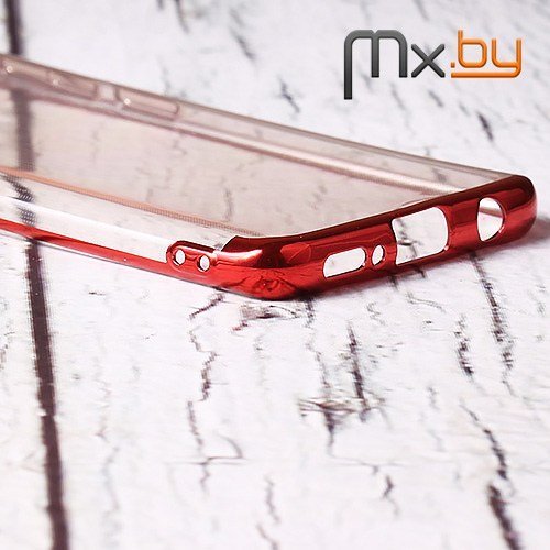 Чехол для Samsung Galaxy S9 накладка (бампер) Nice Case силиконовый прозрачный с красным бампером