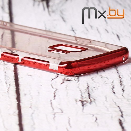 Чехол для Samsung Galaxy S9 накладка (бампер) Nice Case силиконовый прозрачный с красным бампером