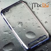 Чехол для Xiaomi Redmi 5a накладка (бампер) Nice Case силиконовый прозрачный с синим бампером - фото