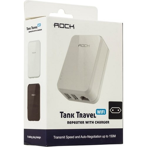 Зарядное устройство с функцией Wi-Fi роутера Rock Tank Travel Charger 3.4A 2USB/RJ45 (Белый) 