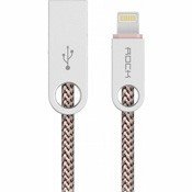 USB кабель Lightning Rock Cobblestone для iPhone, iPad, iPod для зарядки и синхронизации 1 метр в оплетке (бежевый) - фото