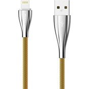 USB кабель Lightning Rock Metal Data Cable 100см (RCB0485) в оплетке золотой - фото