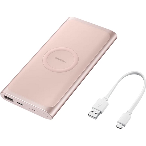 Аккумулятор внешний Samsung 10000 mAh с функцией беспроводной зарядки (Розовый) - фото5