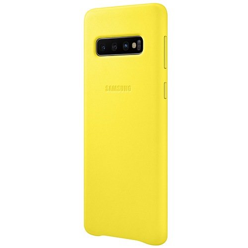 Чехол для Galaxy S10 накладка (бампер) Samsung Leather Cover желтый 