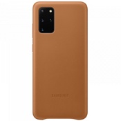 Чехол для Galaxy S20+ накладка (бампер) Samsung Leather Cover коричневый - фото