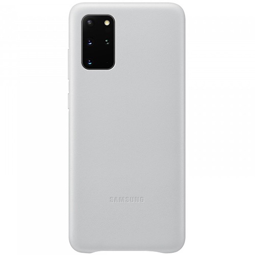 Чехол для Galaxy S20+ накладка (бампер) Samsung Leather Cover серебристый