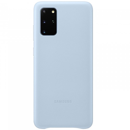 Чехол для Galaxy S20+ накладка (бампер) Samsung Leather Cover небесно-голубой