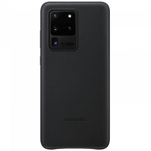 Чехол для Galaxy S20 Ultra накладка (бампер) Samsung Leather Cover черный