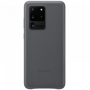 Чехол для Galaxy S20 Ultra накладка (бампер) Samsung Leather Cover серый - фото
