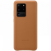 Чехол для Galaxy S20 Ultra накладка (бампер) Samsung Leather Cover коричневый - фото