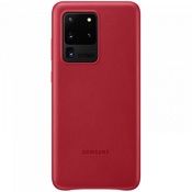 Чехол для Galaxy S20 Ultra накладка (бампер) Samsung Leather Cover красный - фото