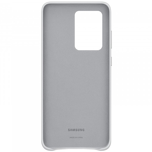 Чехол для Galaxy S20 Ultra накладка (бампер) Samsung Leather Cover серебристый
